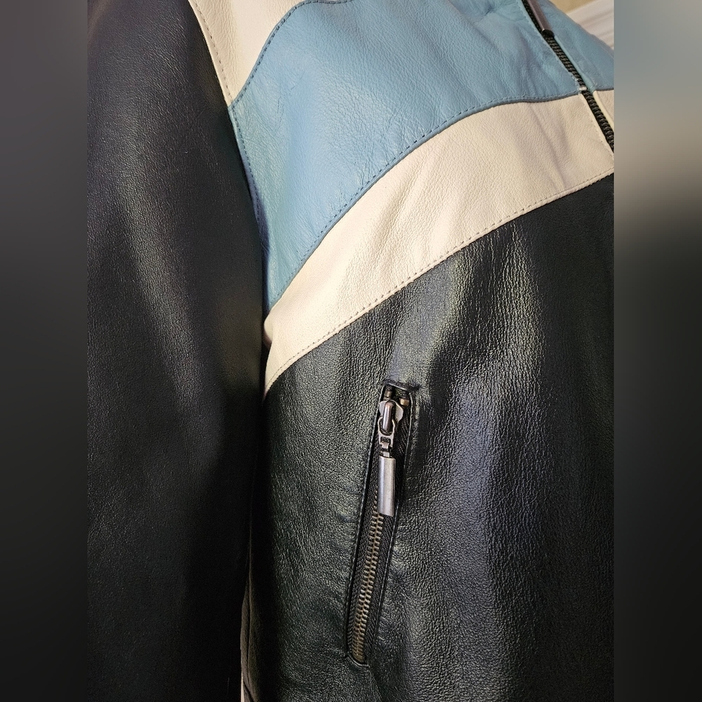 Retro Forever21 Y2K Genuine Leather Moto Jacket-Size Large - Picture 5 of 11